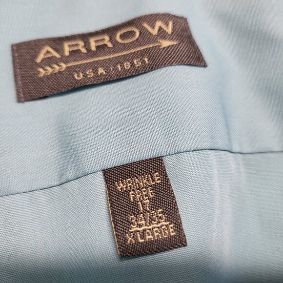 Vintage Arrow Mens Shirt Poplin XL 17 34/35 Button Up Wrinkle Free Long Sleeve - Picture 4 of 16